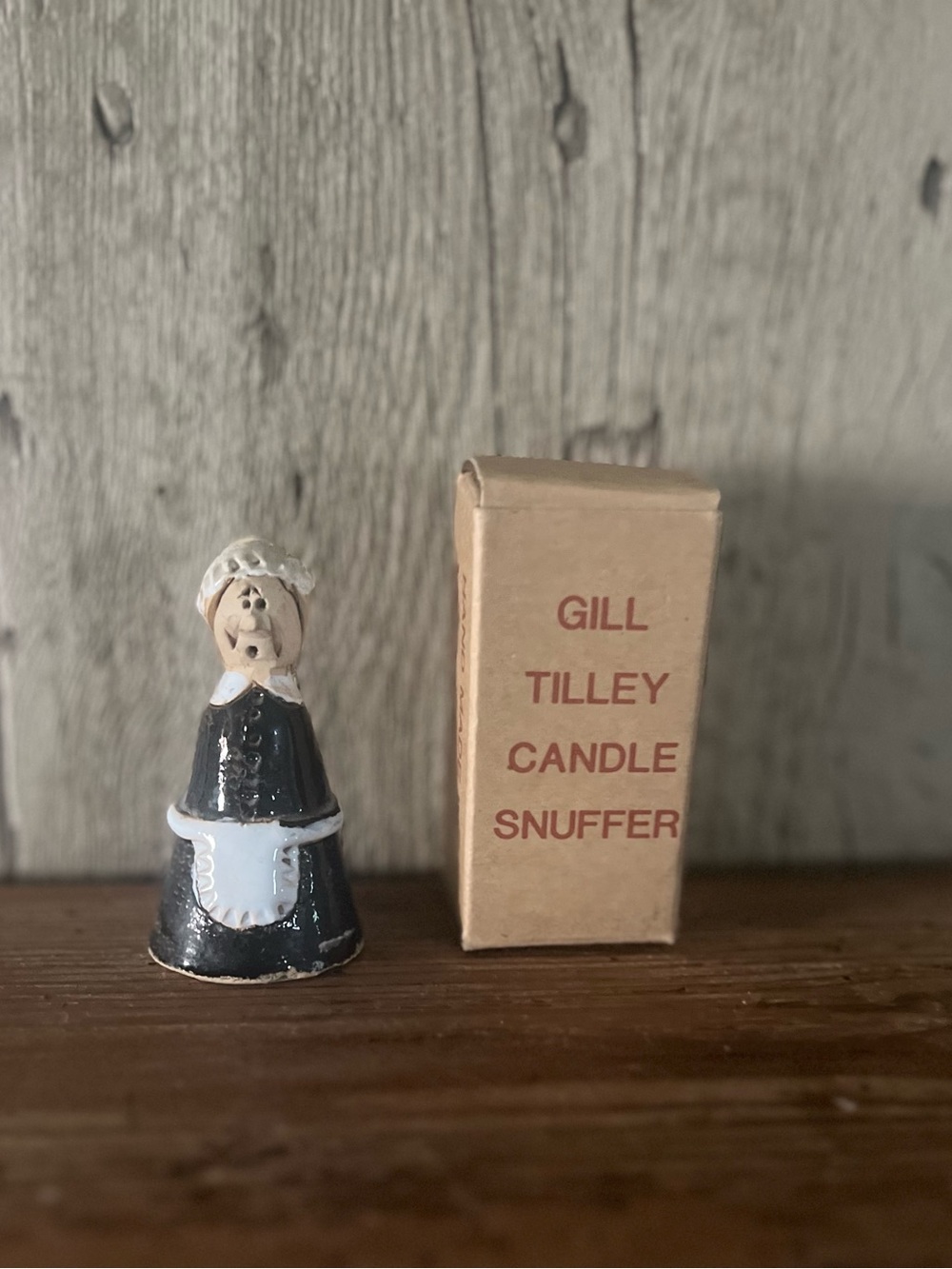 Gill Tilley Vintage Kitchen Maid Black & White Ceramic Candle Snuffer
